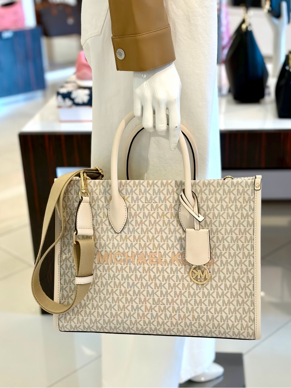 Michael Kors Mirella Medium Signature Logo Tote Shoulder Bag Crossbody - Picture 4 of 14